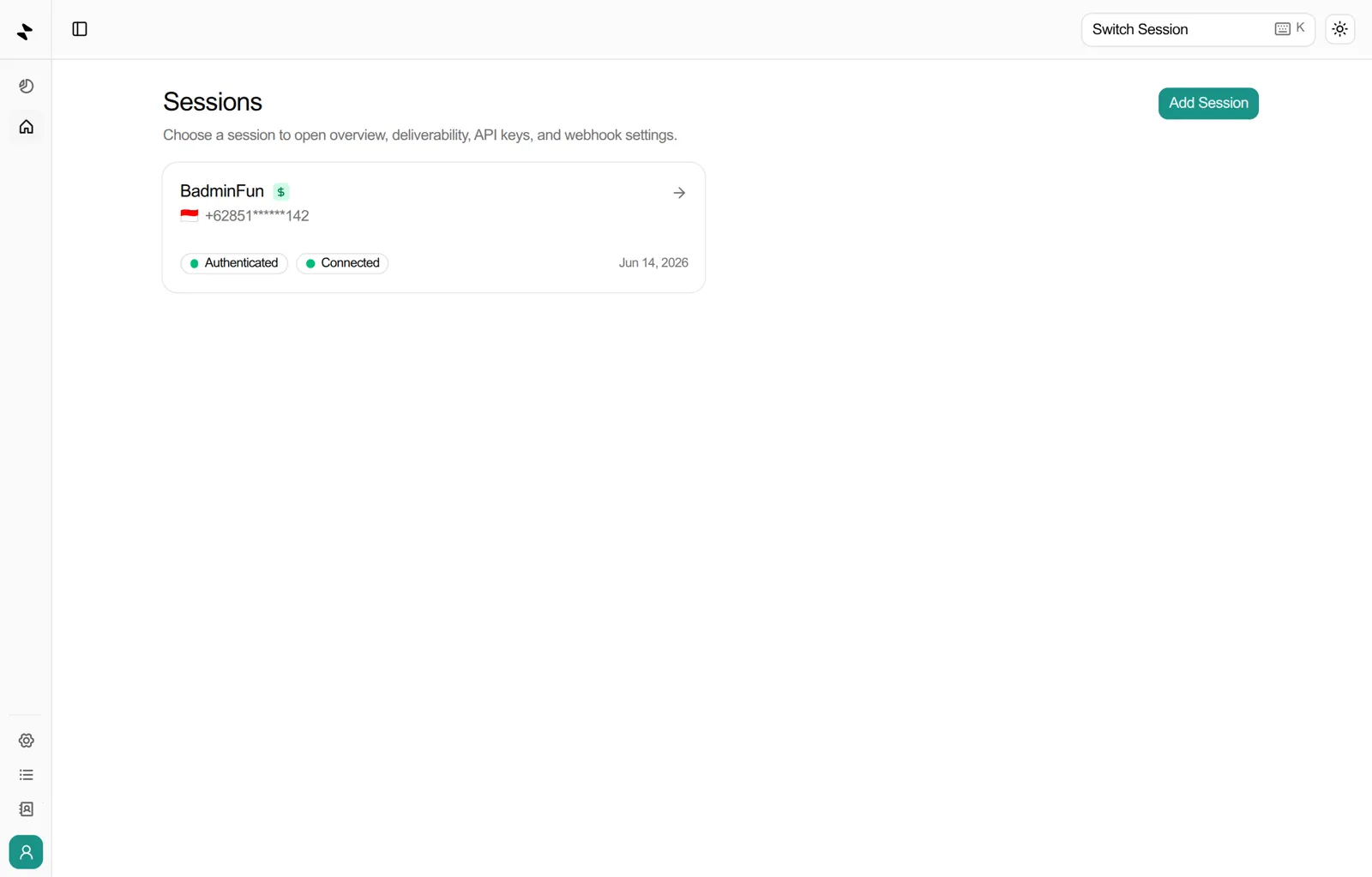 Sendable sessions dashboard preview